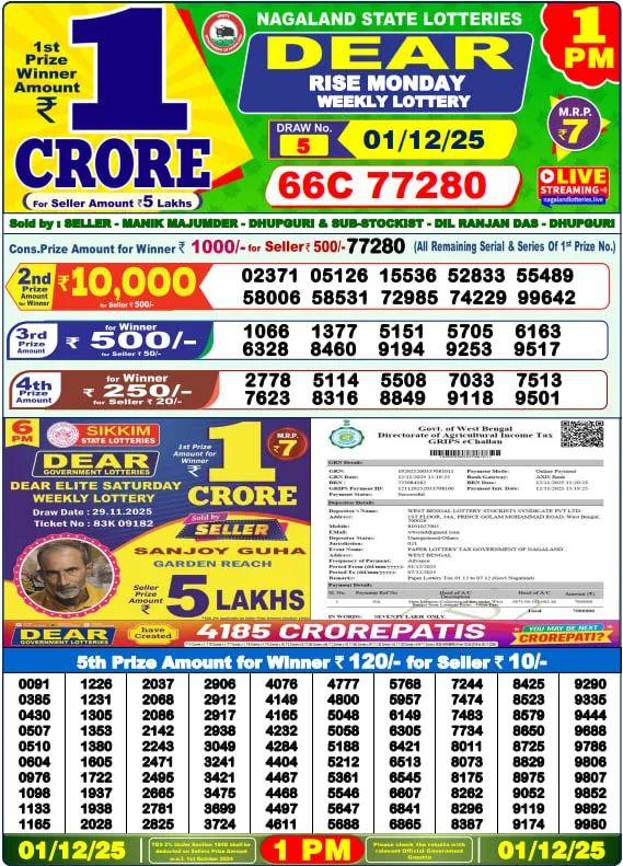 Nagaland State Lottery Result 8PM